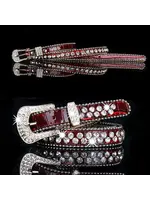 Patent Leather and Rhinestone Skinny Belt