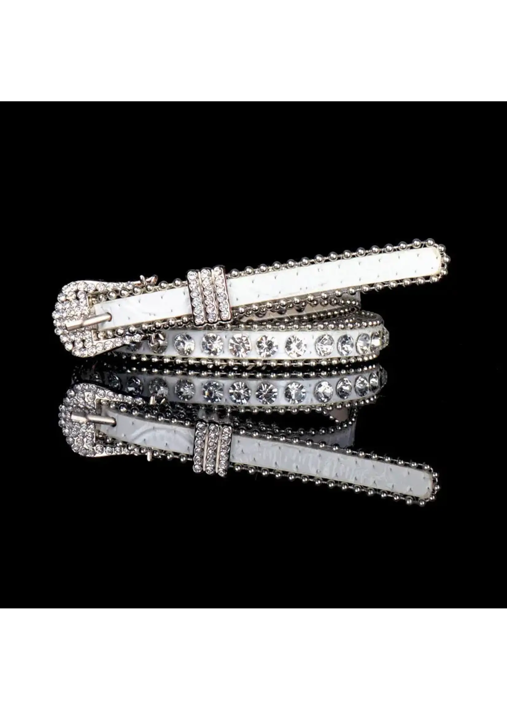 Patent Leather and Rhinestone Skinny Belt