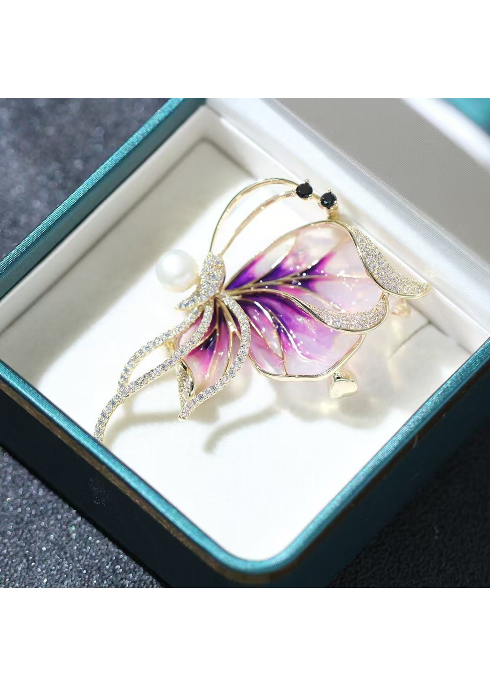 Butterfly Brooch with Rhinestones