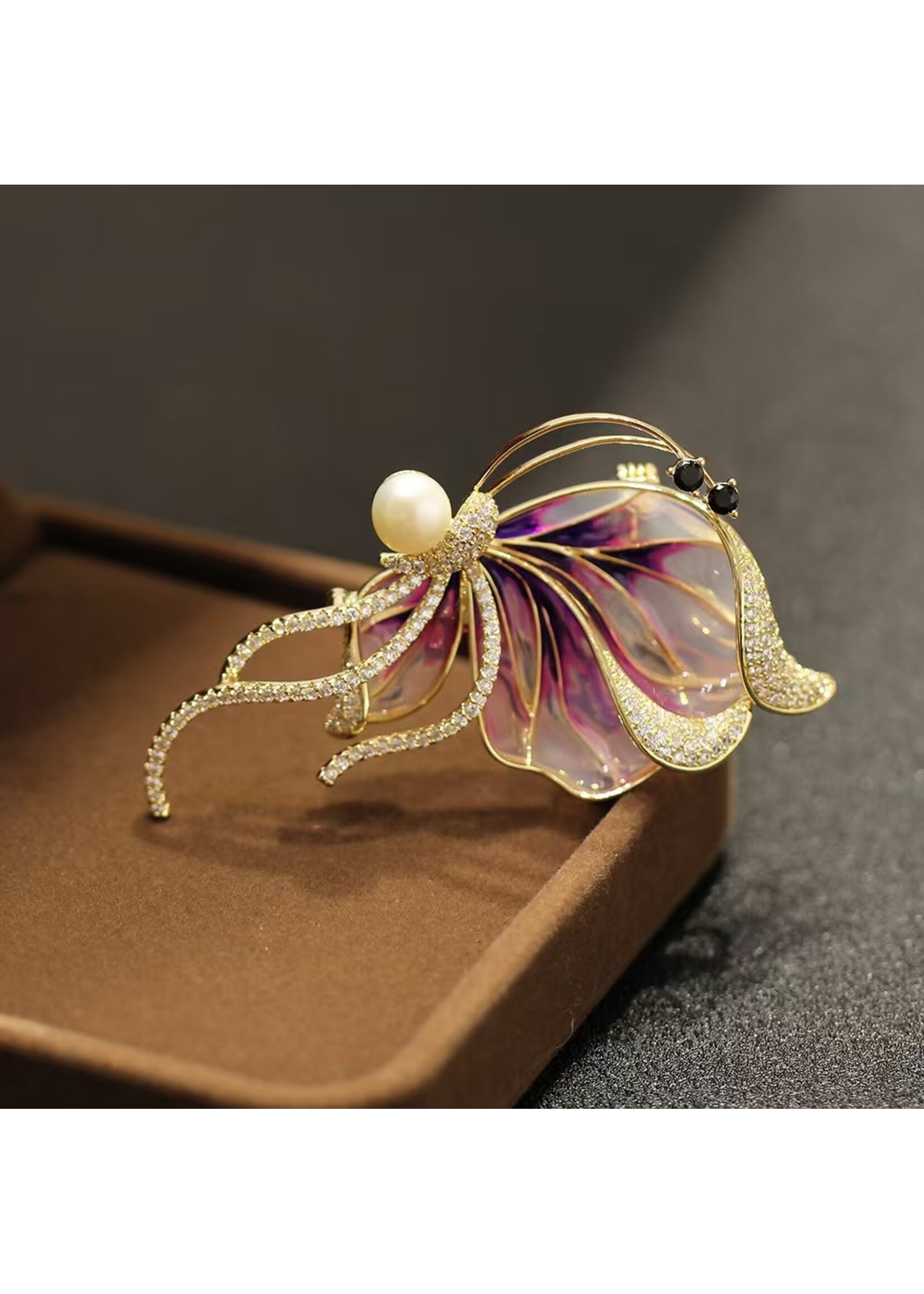 Butterfly Brooch with Rhinestones
