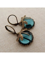 Vintage Dragonfly Lever Back Drop Earrings