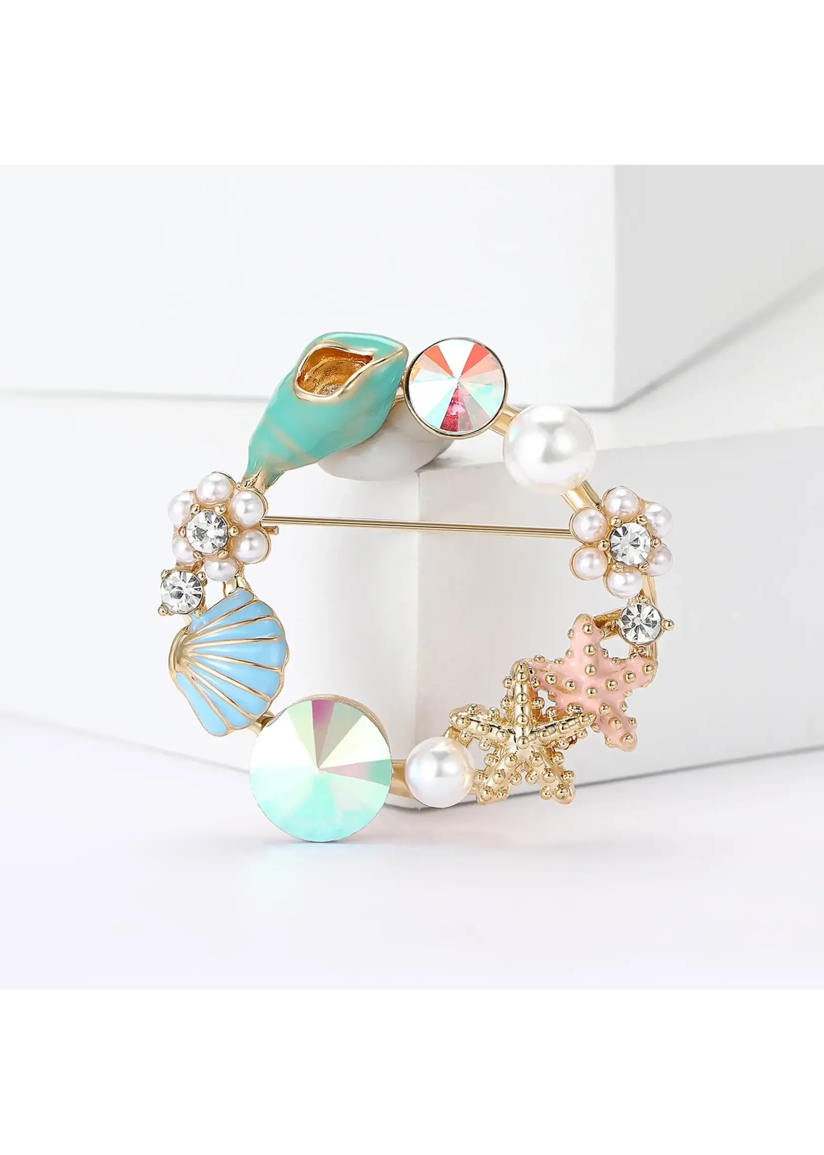 Pastel Sealife Round Brooch