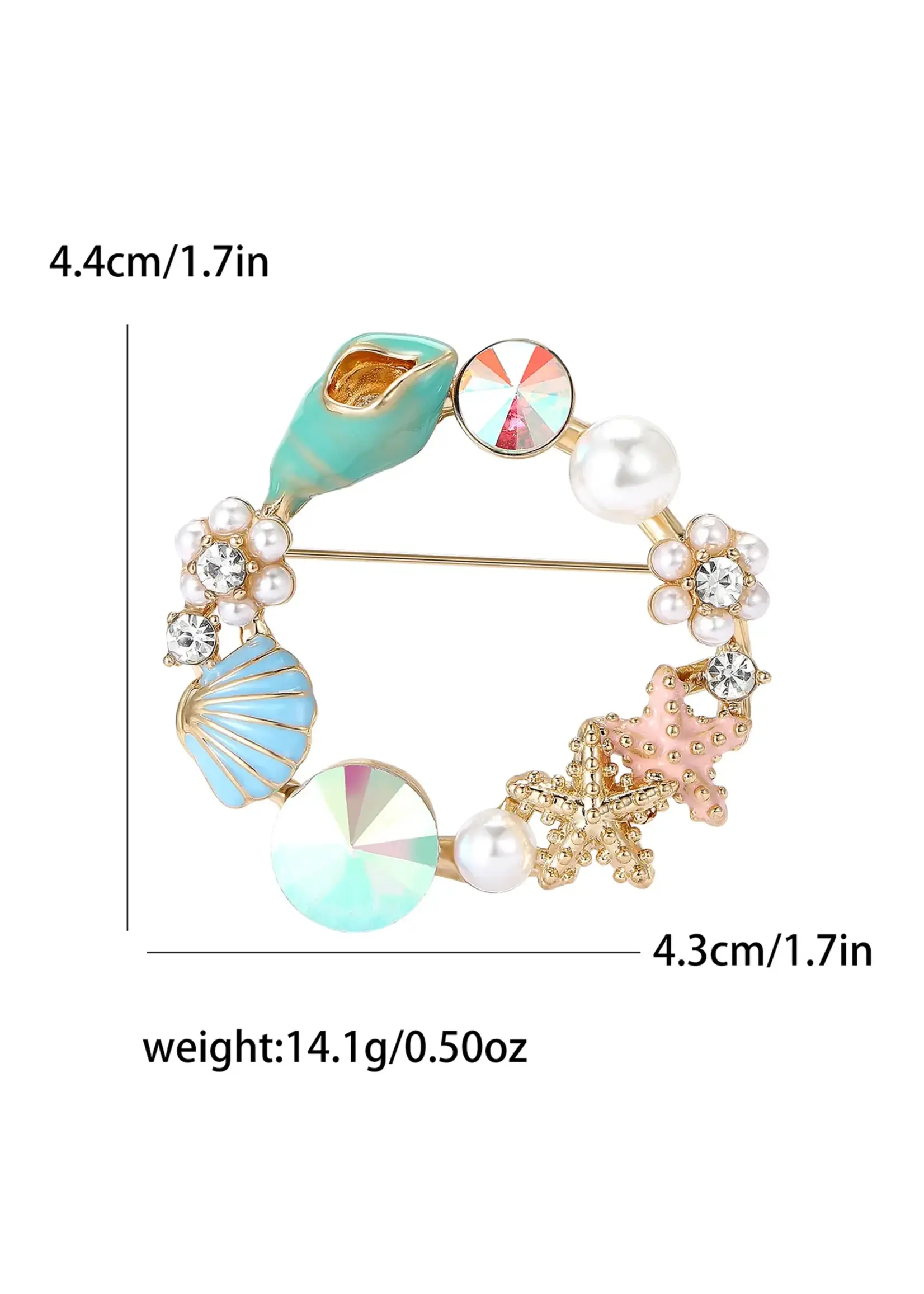 Pastel Sealife Round Brooch