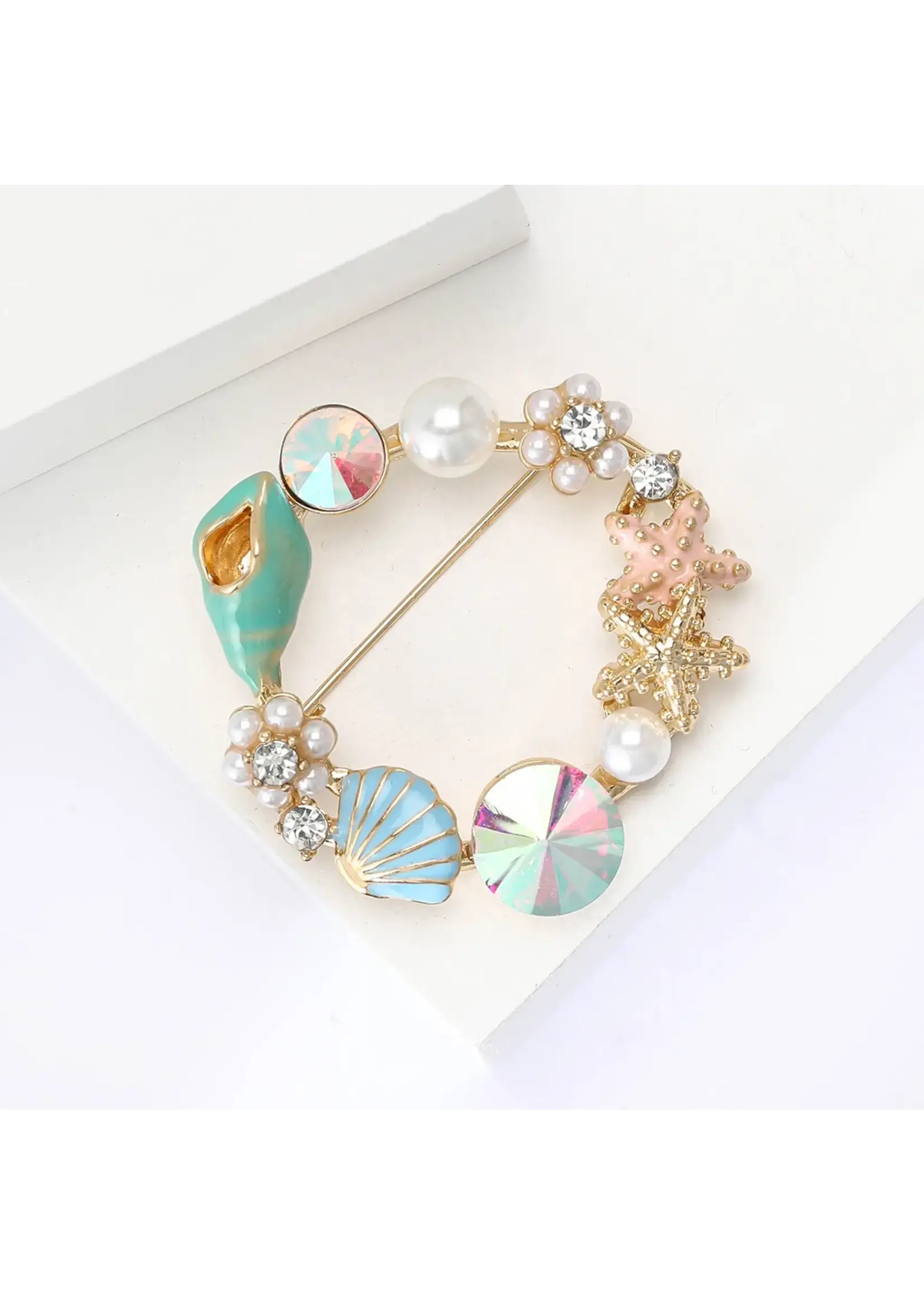 Pastel Sealife Round Brooch