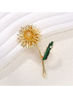 Shining Gold Tone Dandelion Brooch
