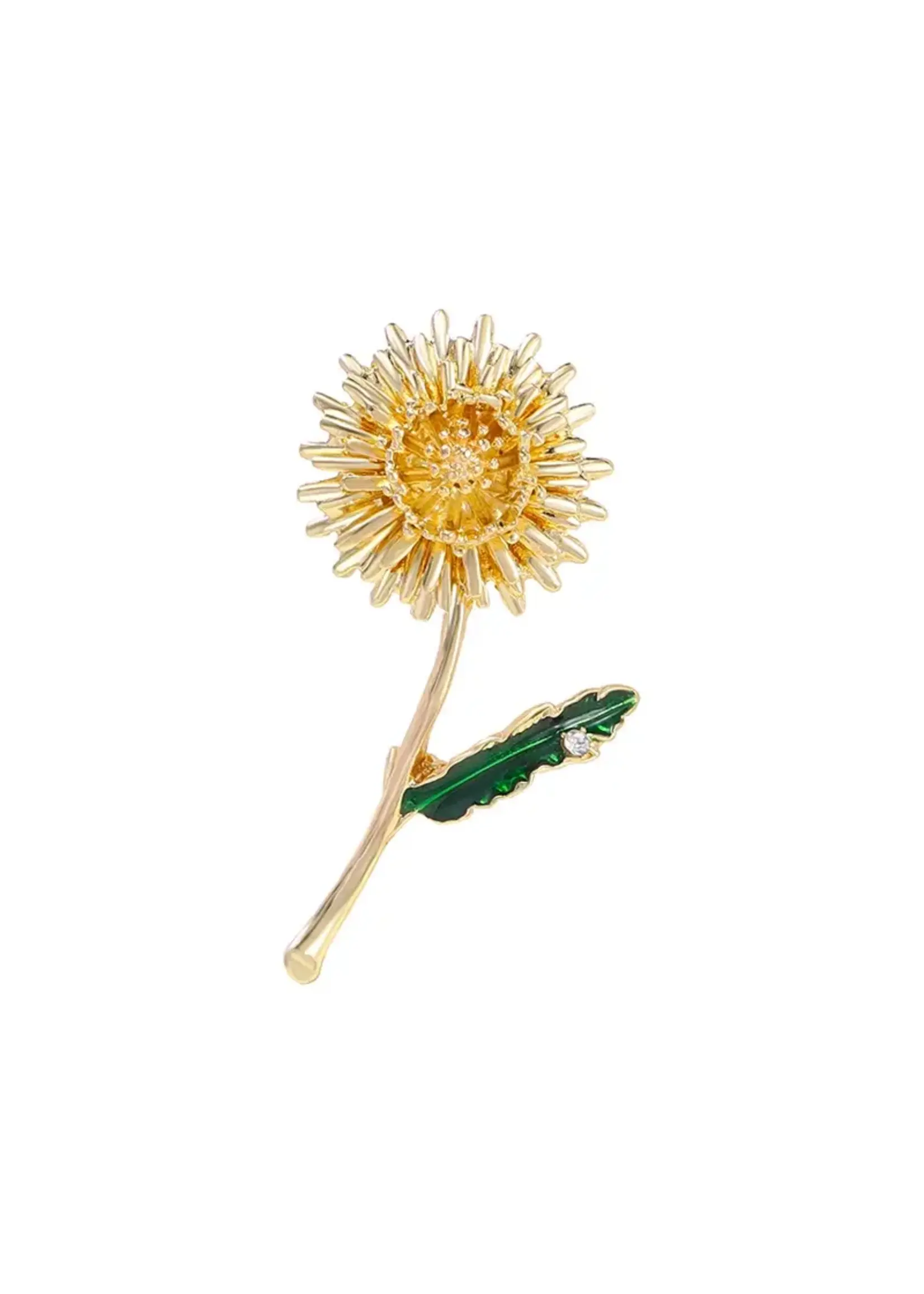 Shining Gold Tone Dandelion Brooch