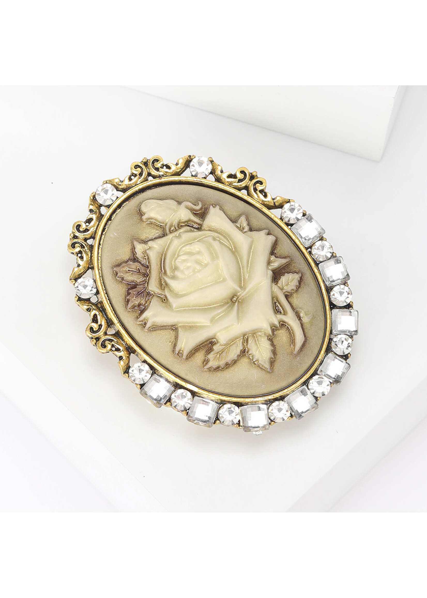 Elegant Rose Embossed Brooch
