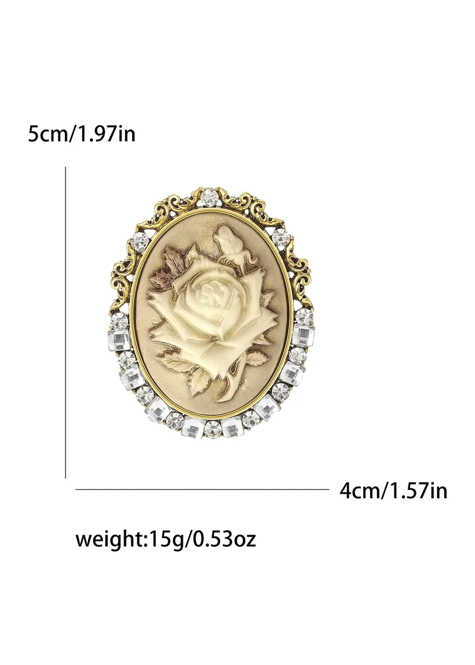 Elegant Rose Embossed Brooch