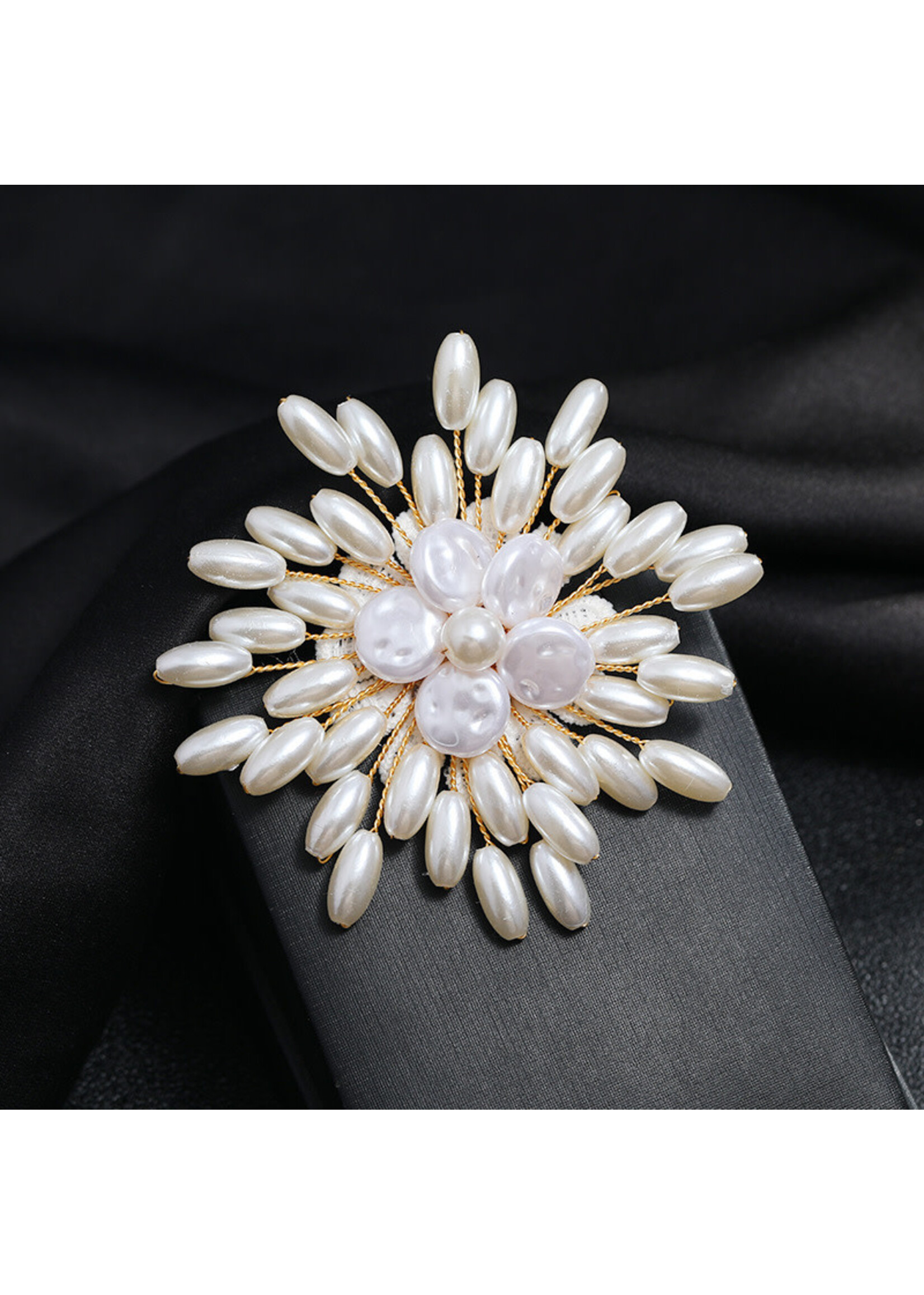 Delicate Pearl Handmade Wire Brooch