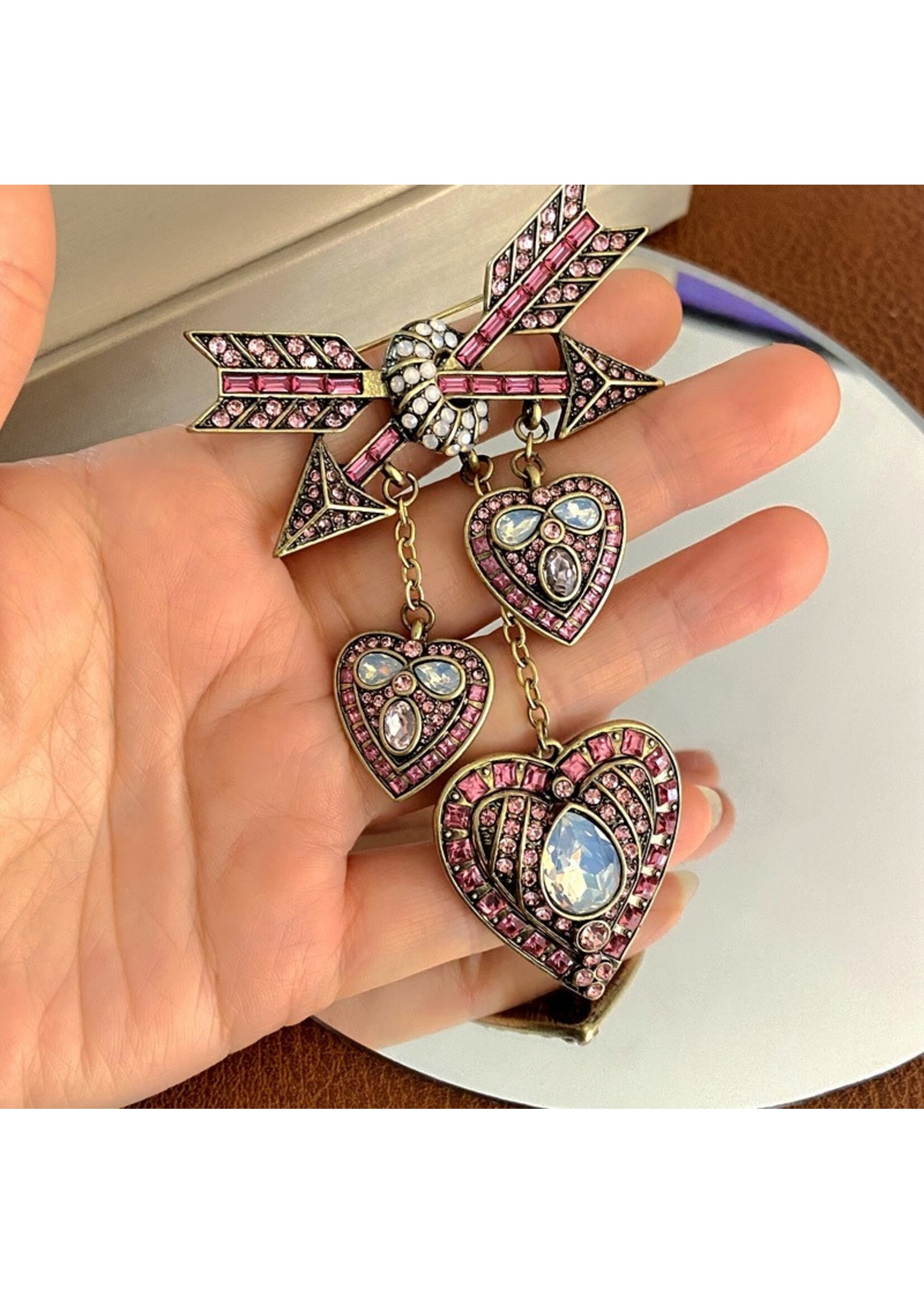 Love Arrow Vintage inspired Heart Brooch