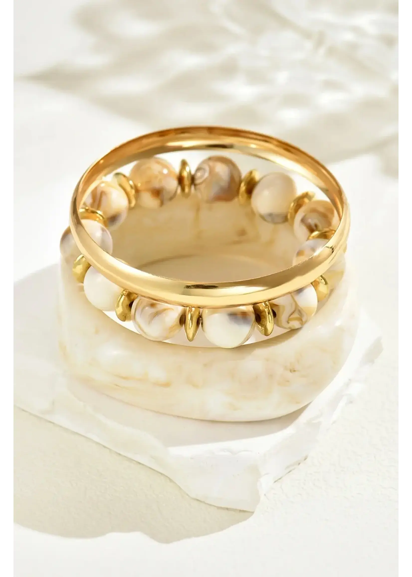 White Sand Beach Bangle Gold Plated 3pcs Set