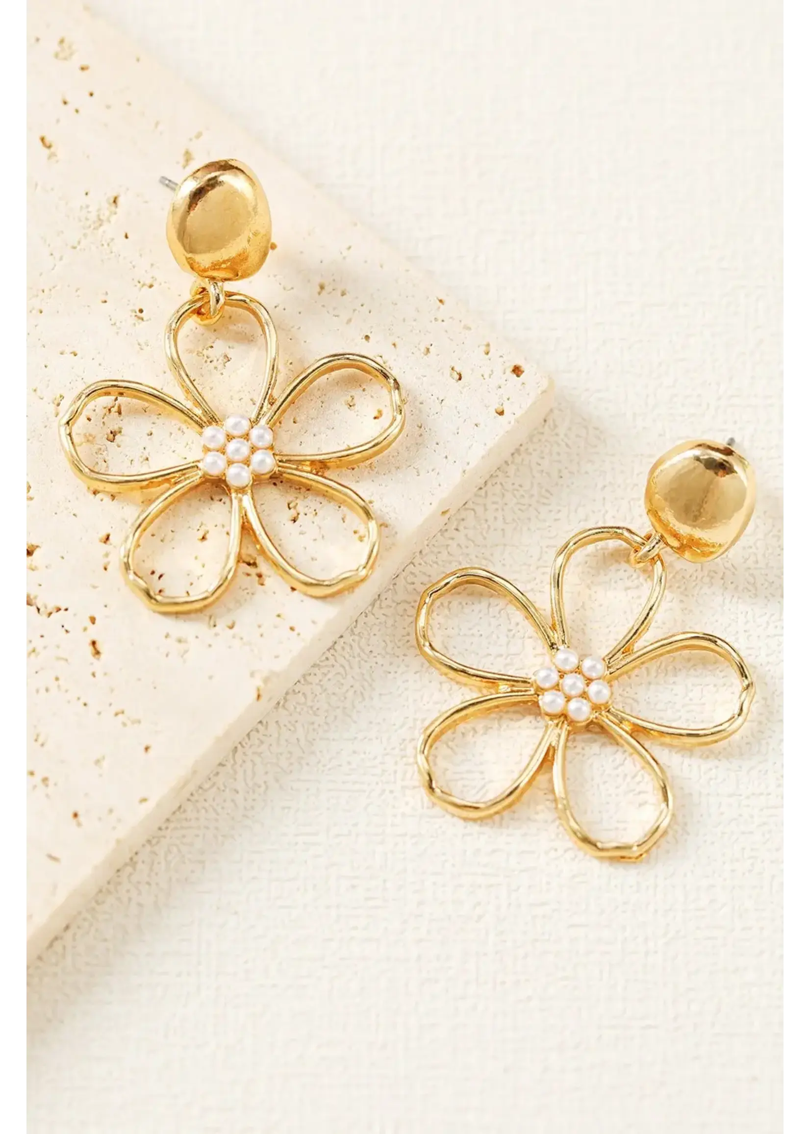 Flower Pearl Decor Stud Earrings