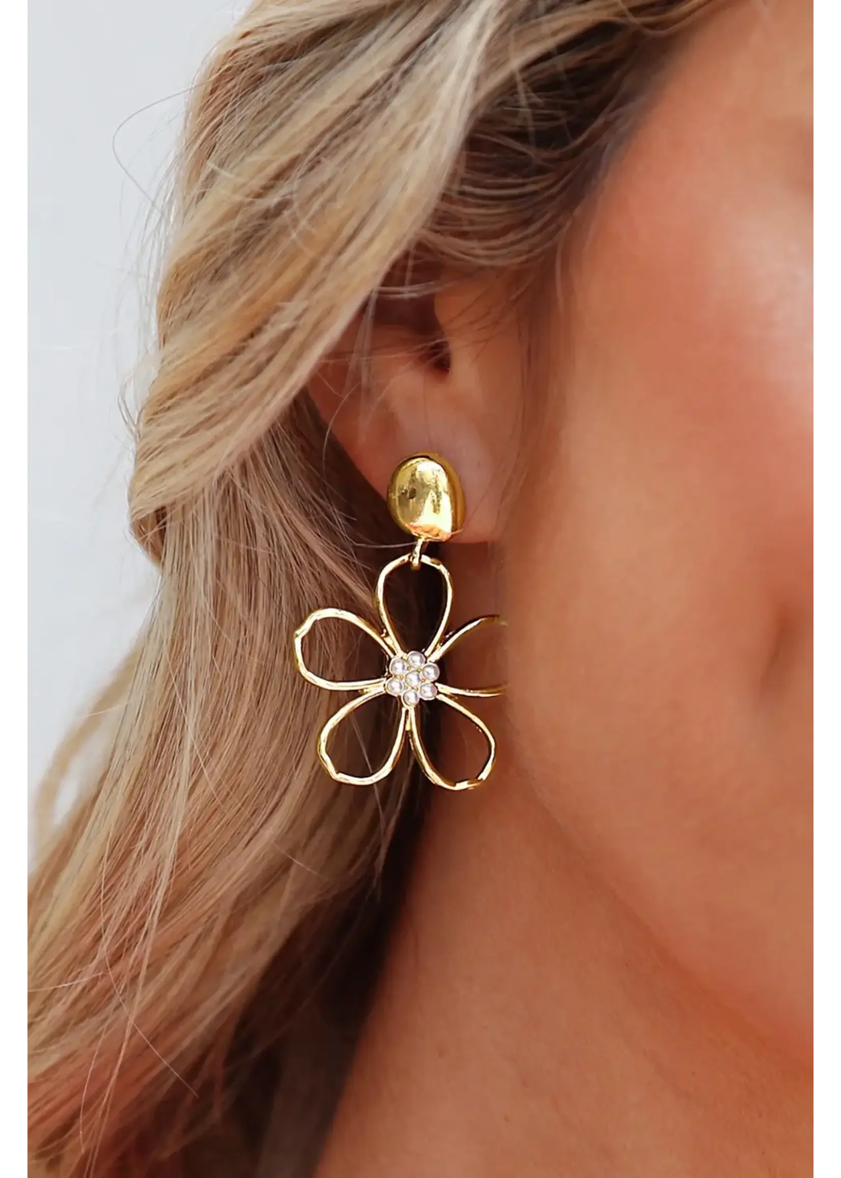 Flower Pearl Decor Stud Earrings