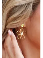 Flower Pearl Decor Stud Earrings