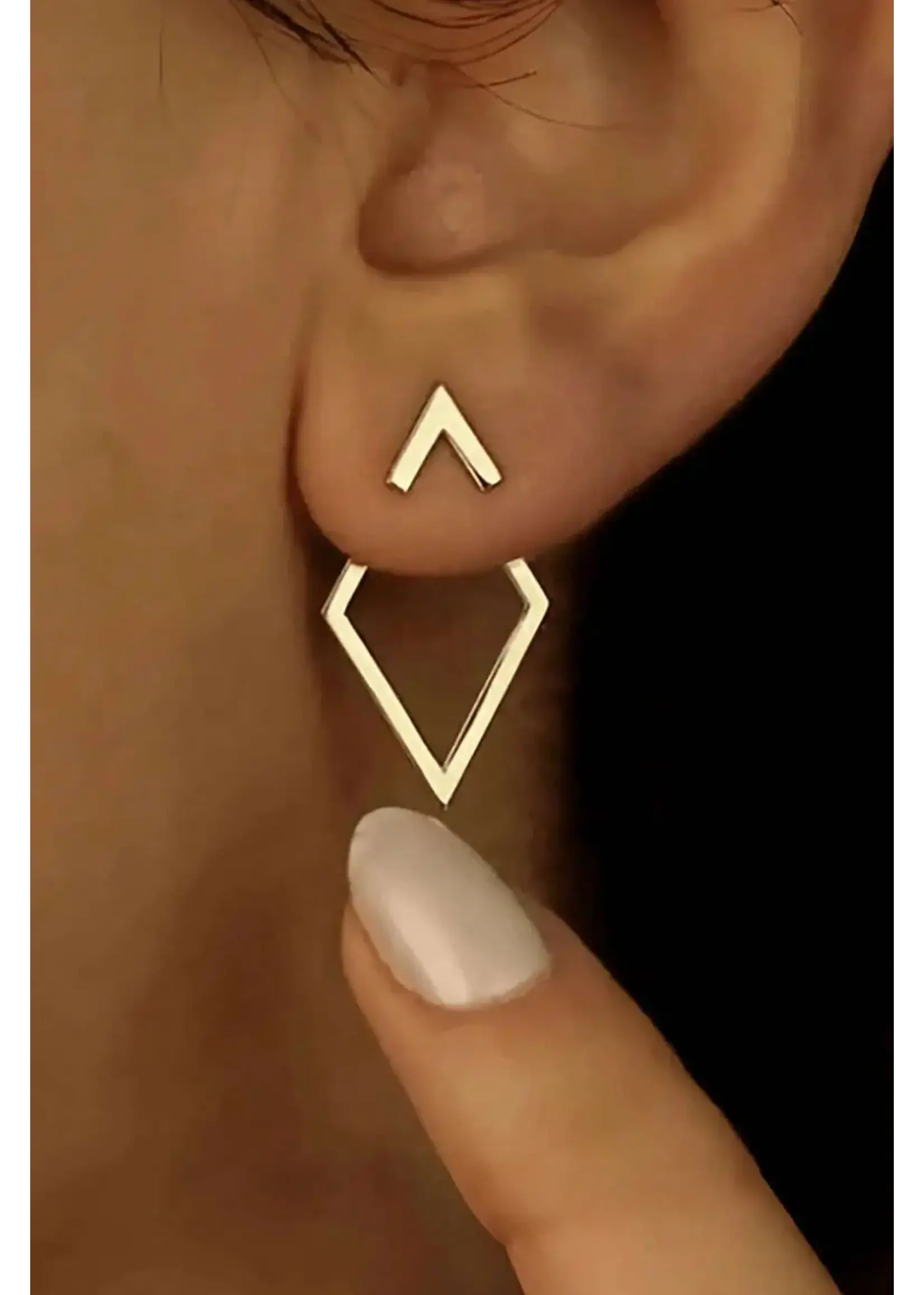 Rhombus Shaped Gold Plated Stud Earring