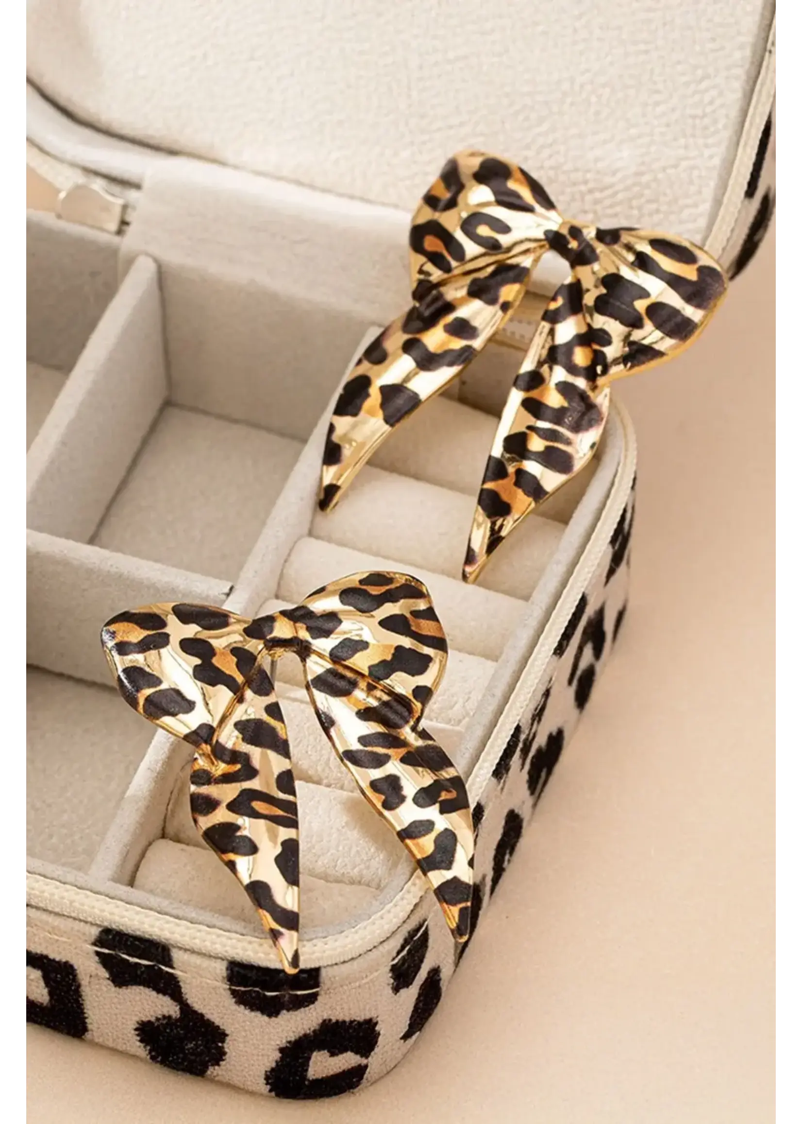 Leopard Bow Knot Stud Earrings