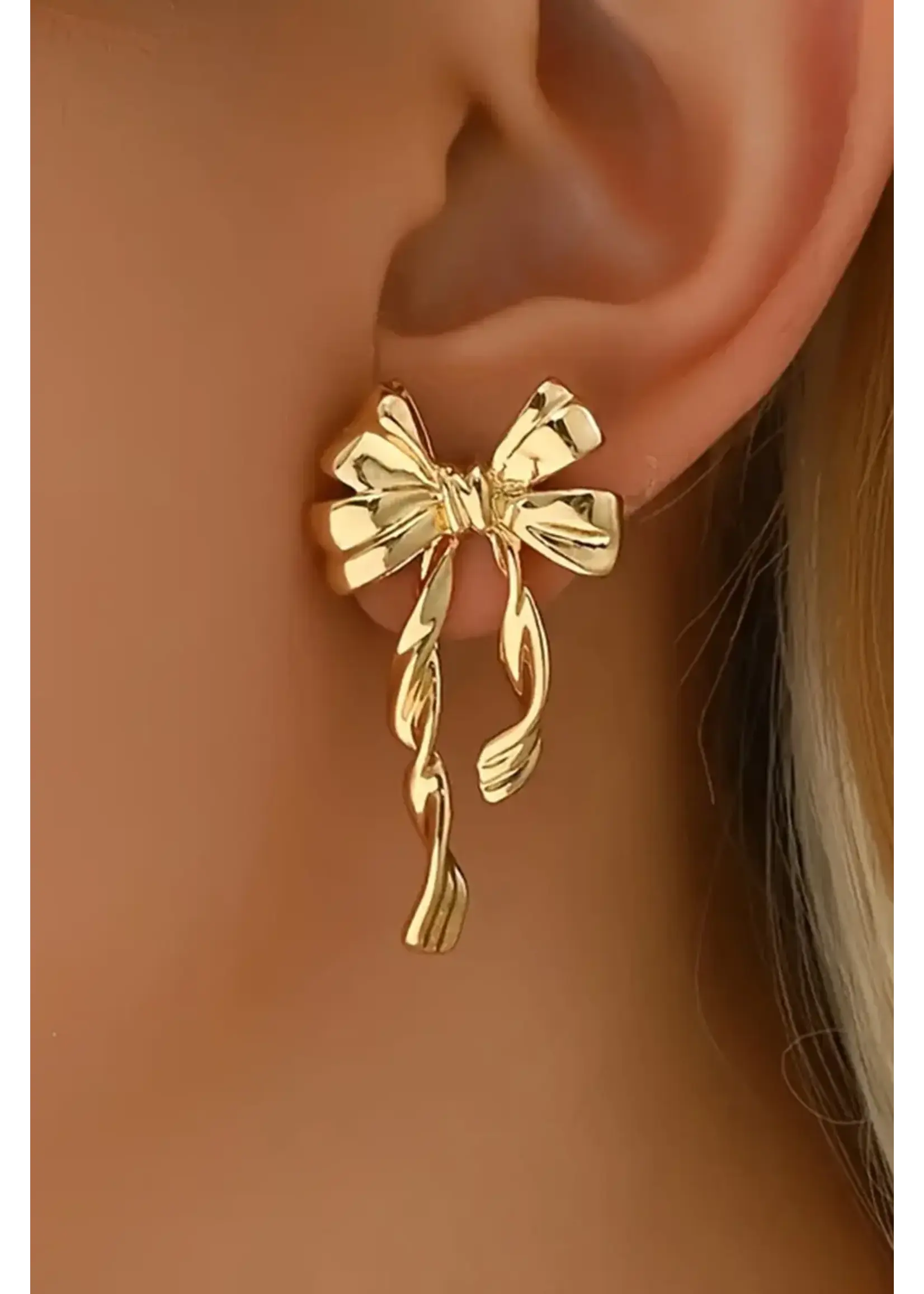 Gold Plated Bow Knot Stud Earrings