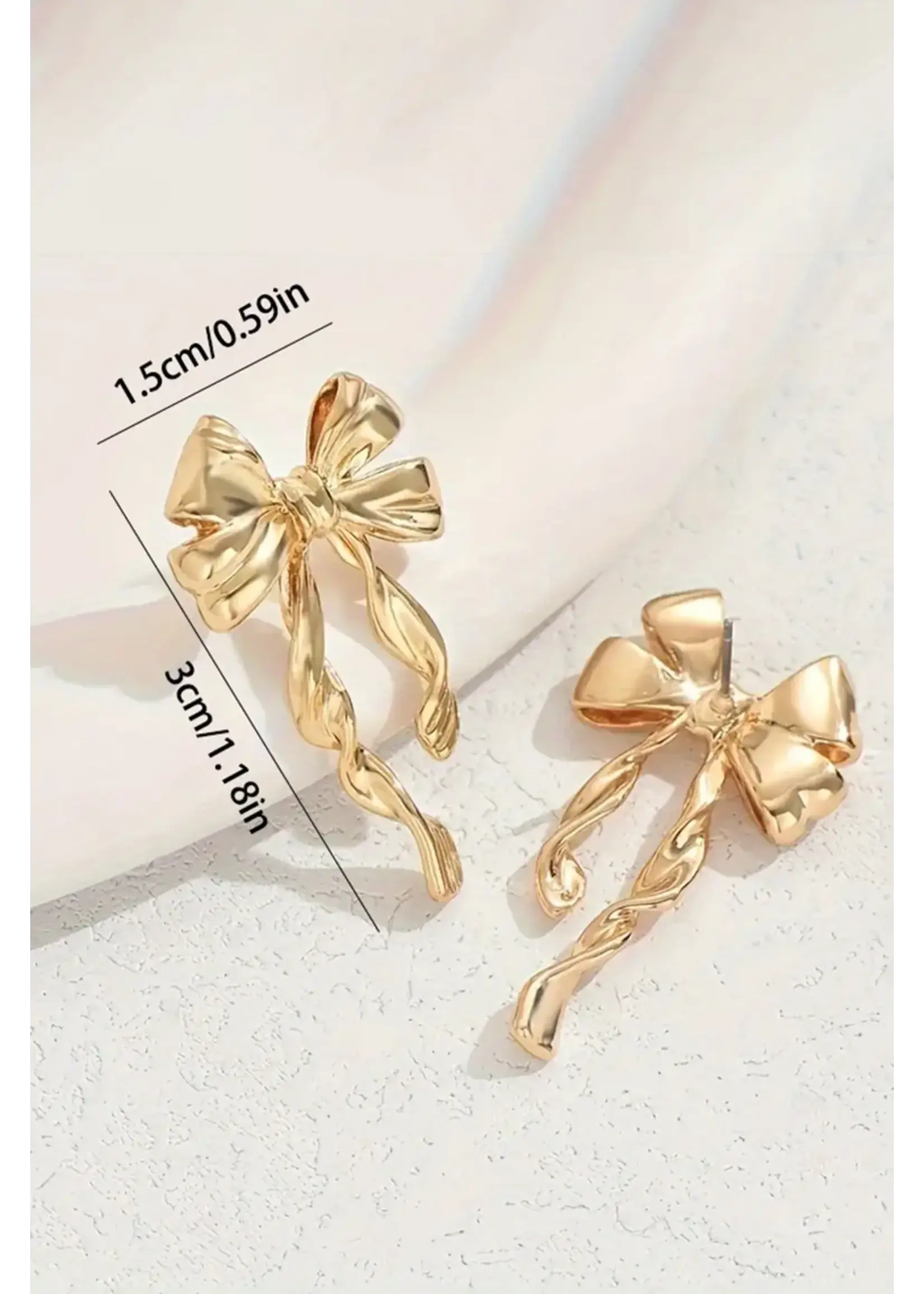 Gold Plated Bow Knot Stud Earrings