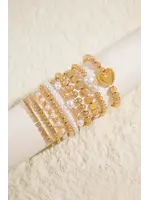 Stretch Gold Plated Faux Pearl Bracelet 10pc Set