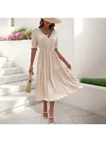 Solid Color High Waist Midi Dress