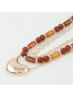 H&D Accessories Multi Polished Pendant Beaded Necklace