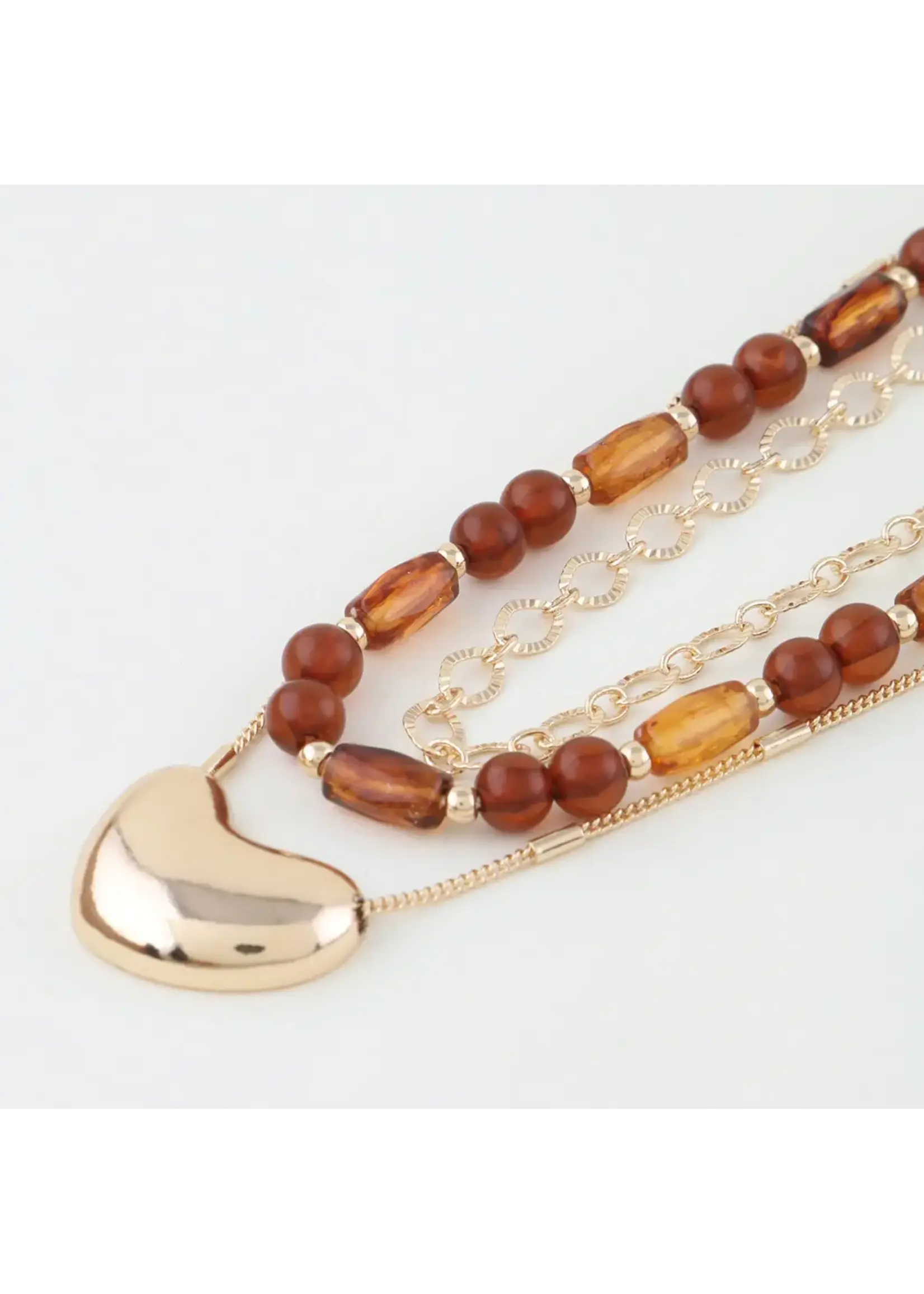 H&D Accessories Multi Polished Pendant Beaded Necklace