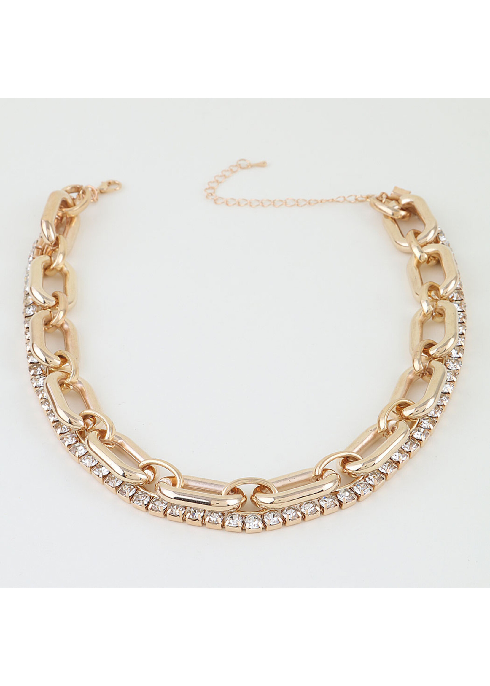 Double Bejeweled Chain Choker Necklace