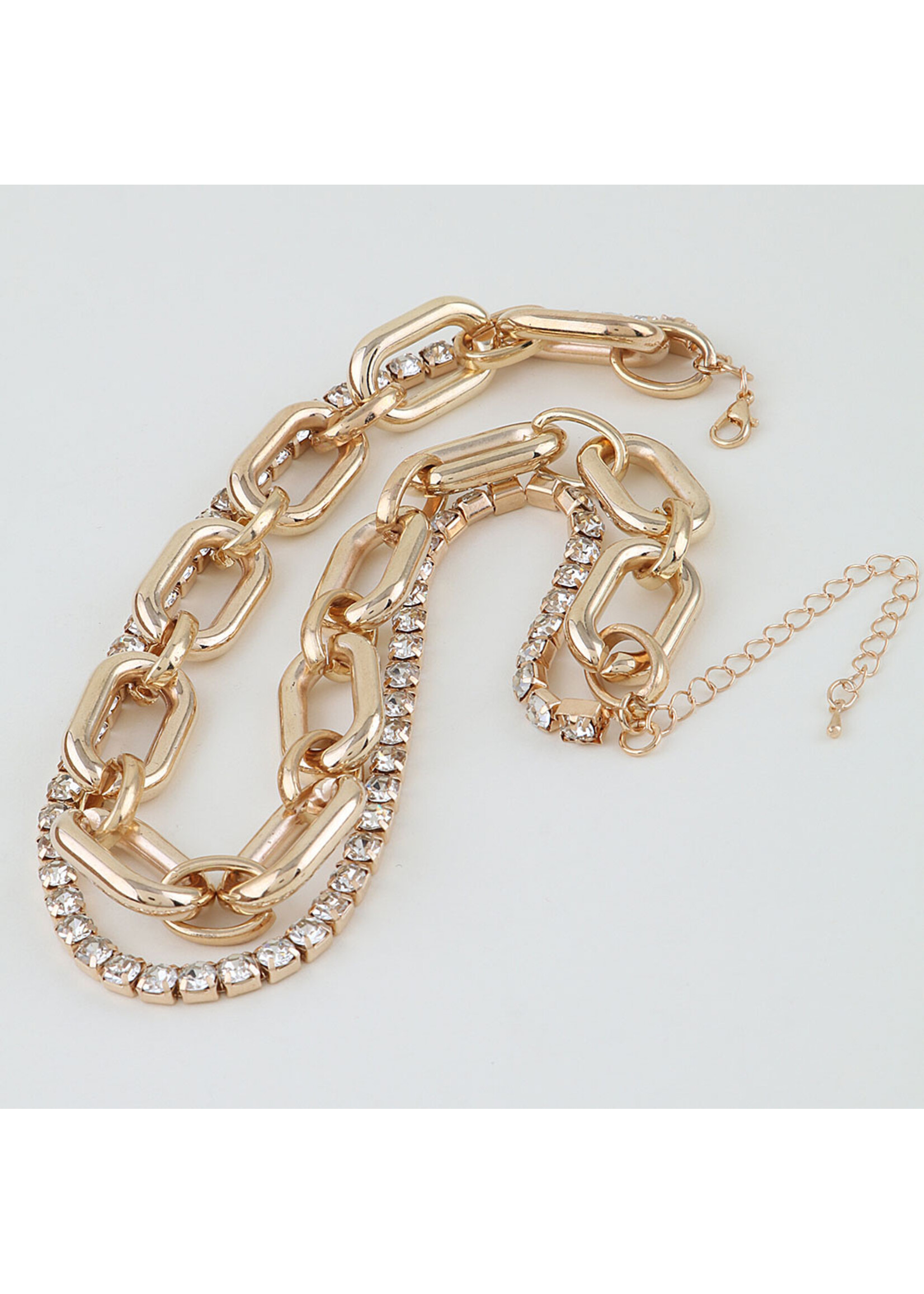 Double Bejeweled Chain Choker Necklace