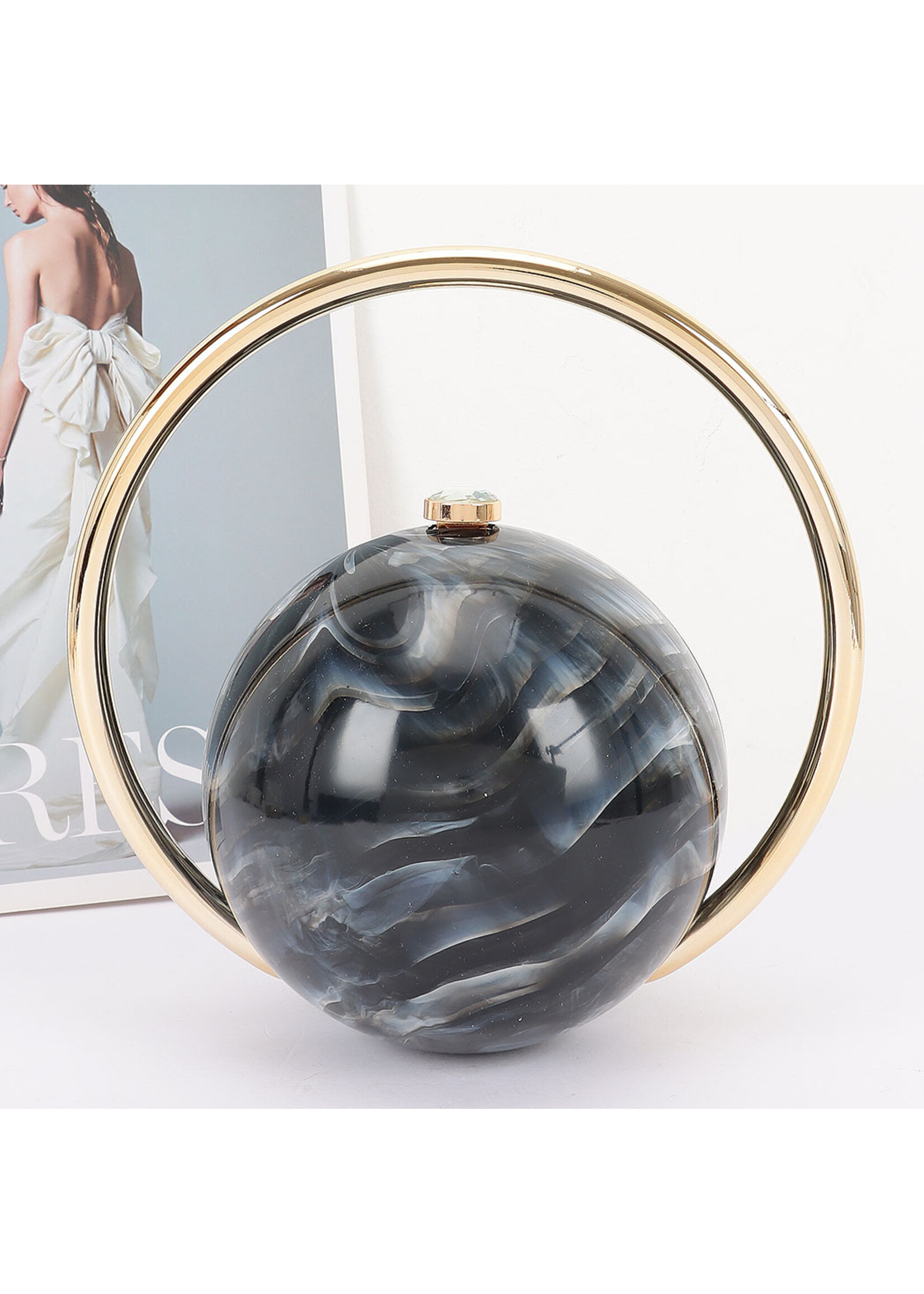 Acrylic Marble Ball Clutch