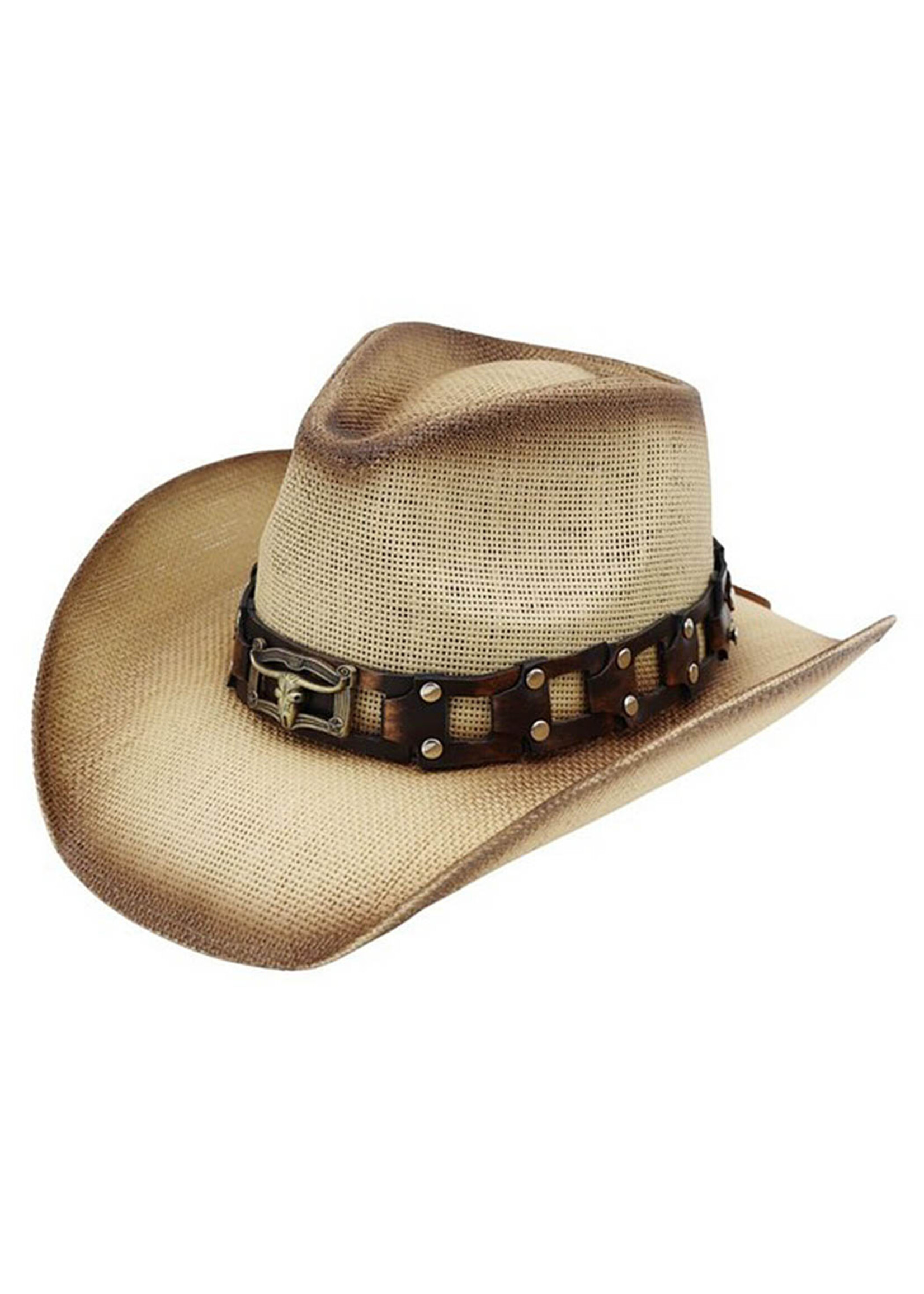 Rugged Studded Band Cowboy Hat w/ Longhorn Buckle