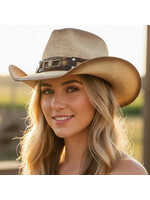 Rugged Studded Band Cowboy Hat w/ Longhorn Buckle