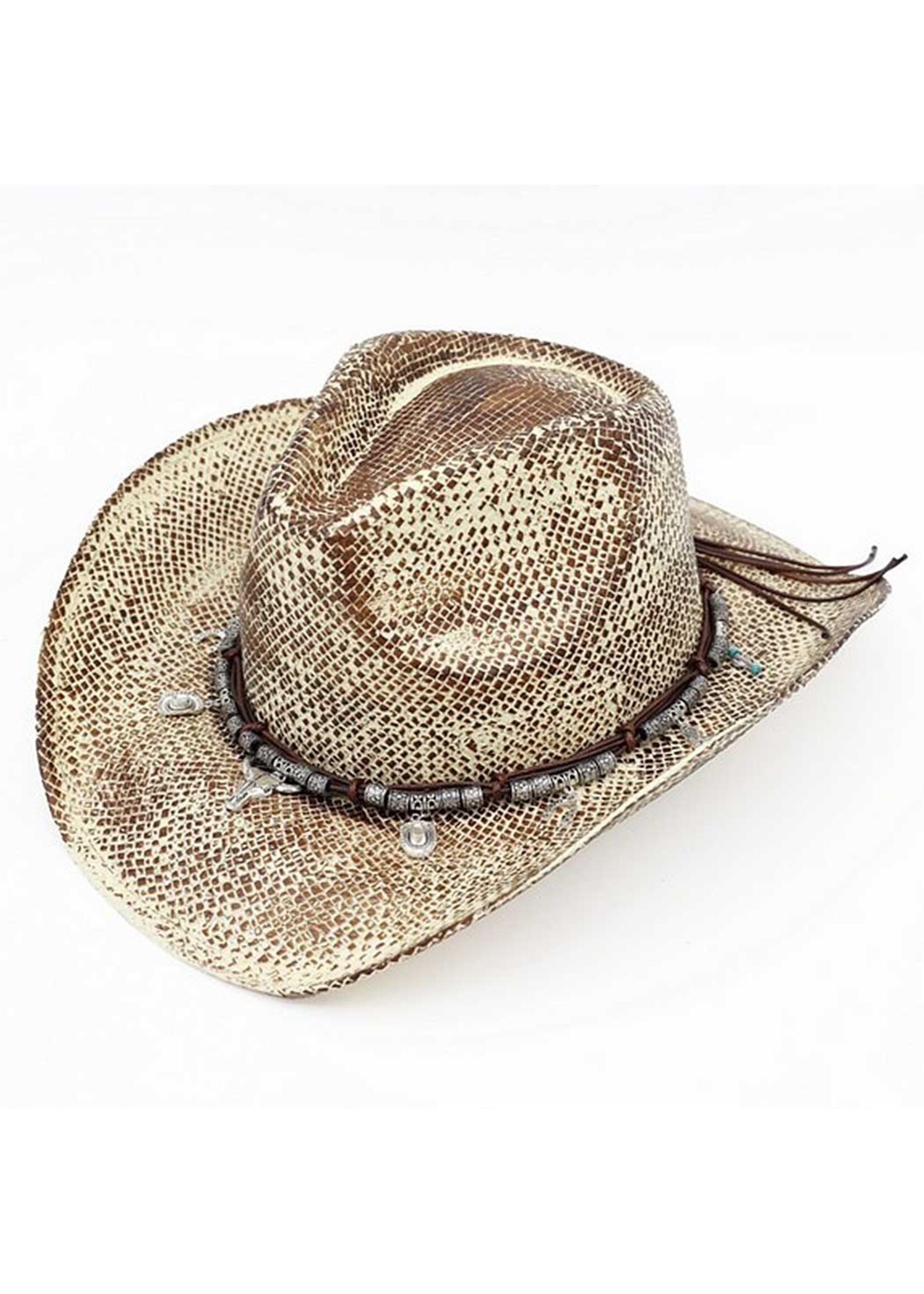 Handmade Vintage Cowboy Hat w/ Western Bull Head