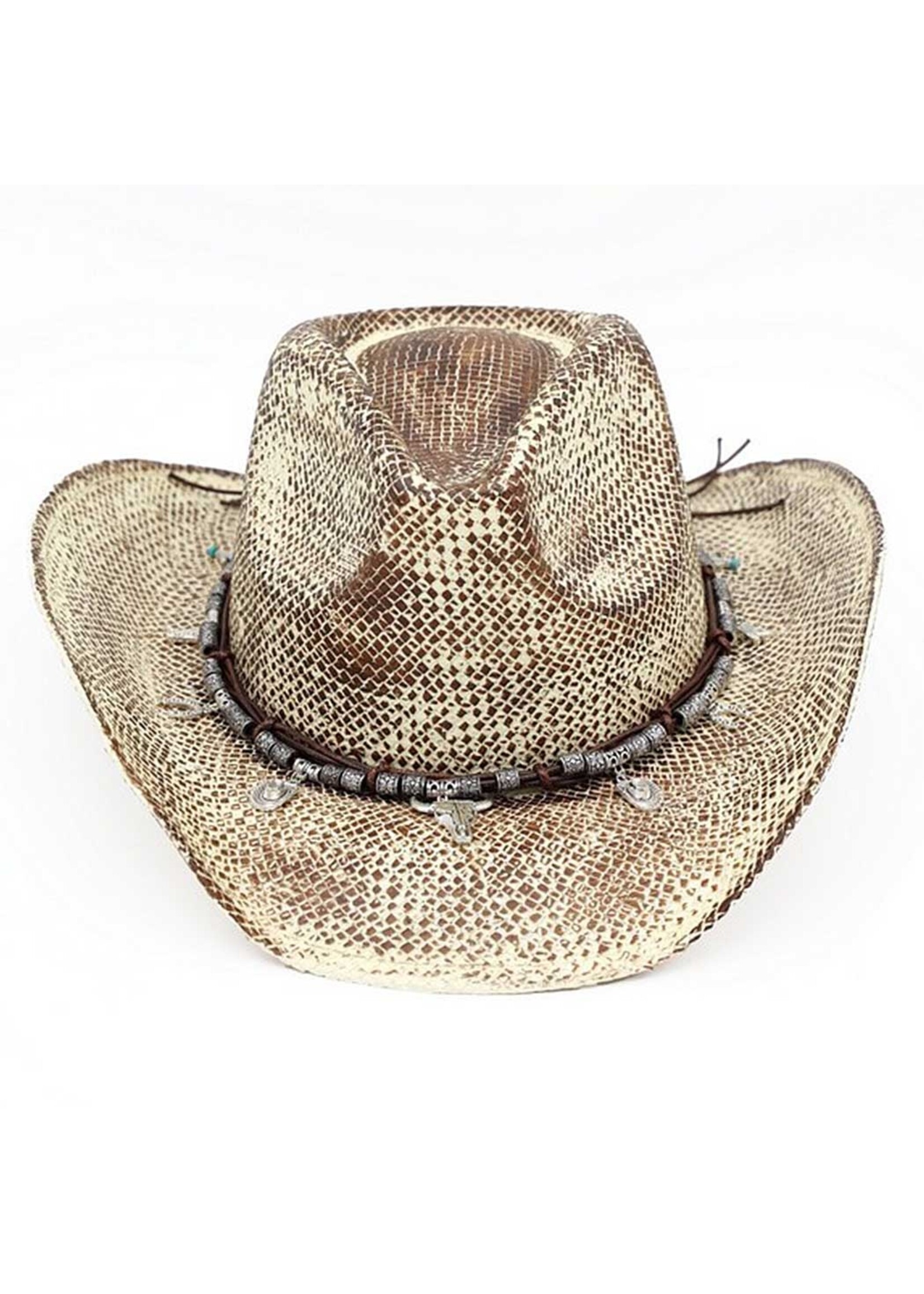 Handmade Vintage Cowboy Hat w/ Western Bull Head