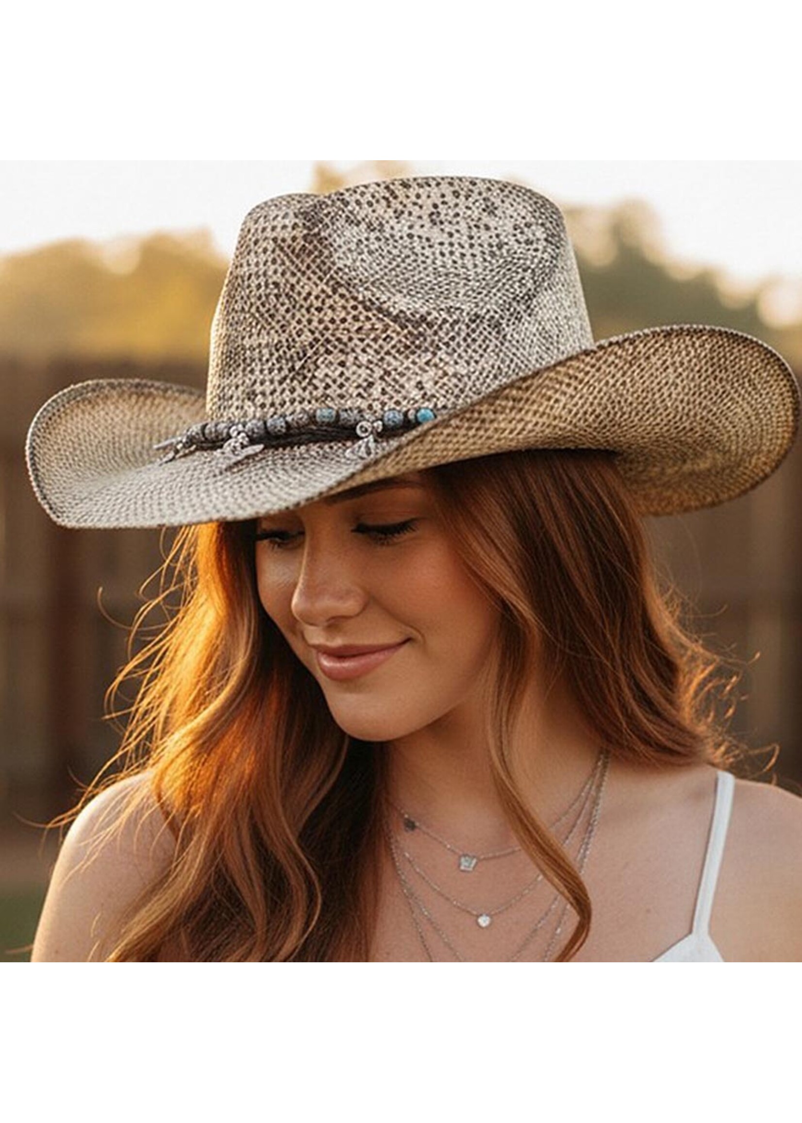 Handmade Vintage Cowboy Hat w/ Western Bull Head