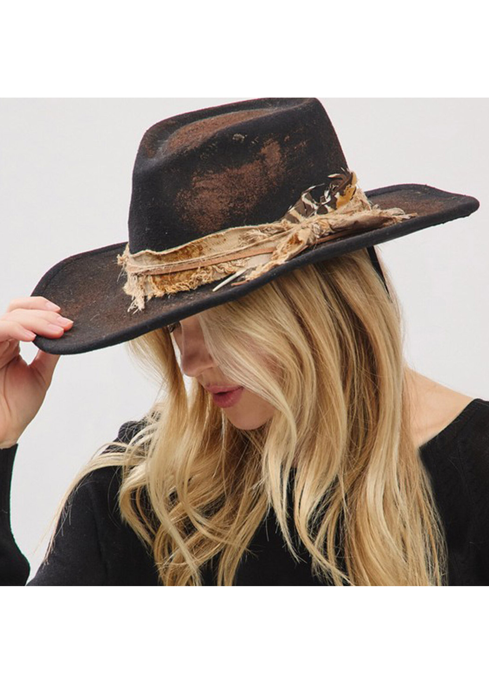 Vintage Versatile Shapeable Cowgirl & Fedora Hat with Feathers