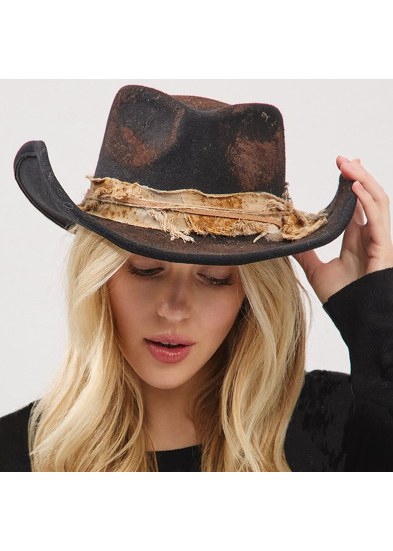 Vintage Versatile Shapeable Cowgirl & Fedora Hat with Feathers