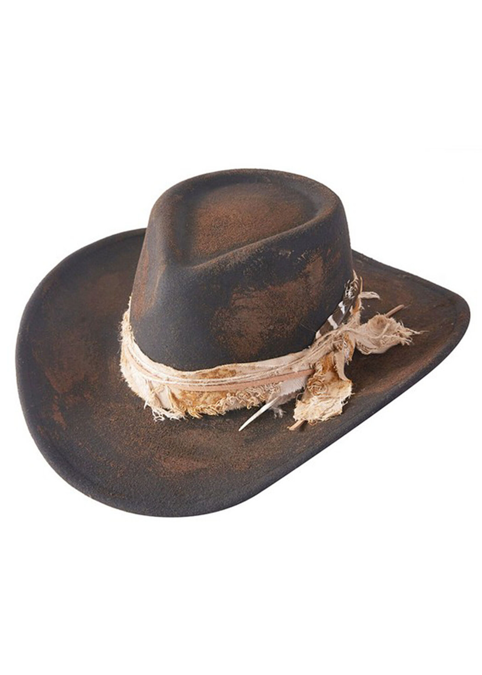Vintage Versatile Shapeable Cowgirl & Fedora Hat with Feathers