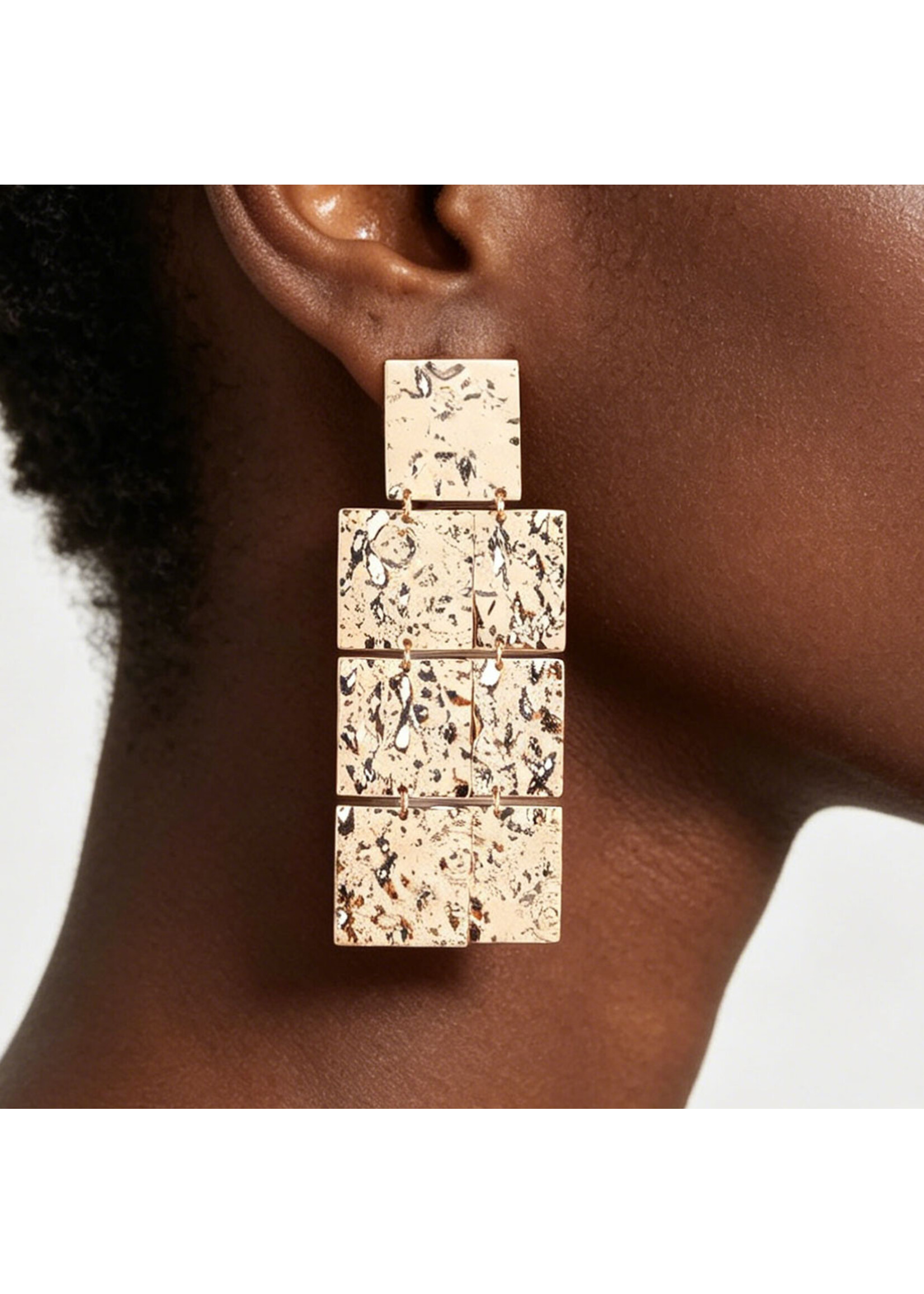 Hammered Block Drop Earrings