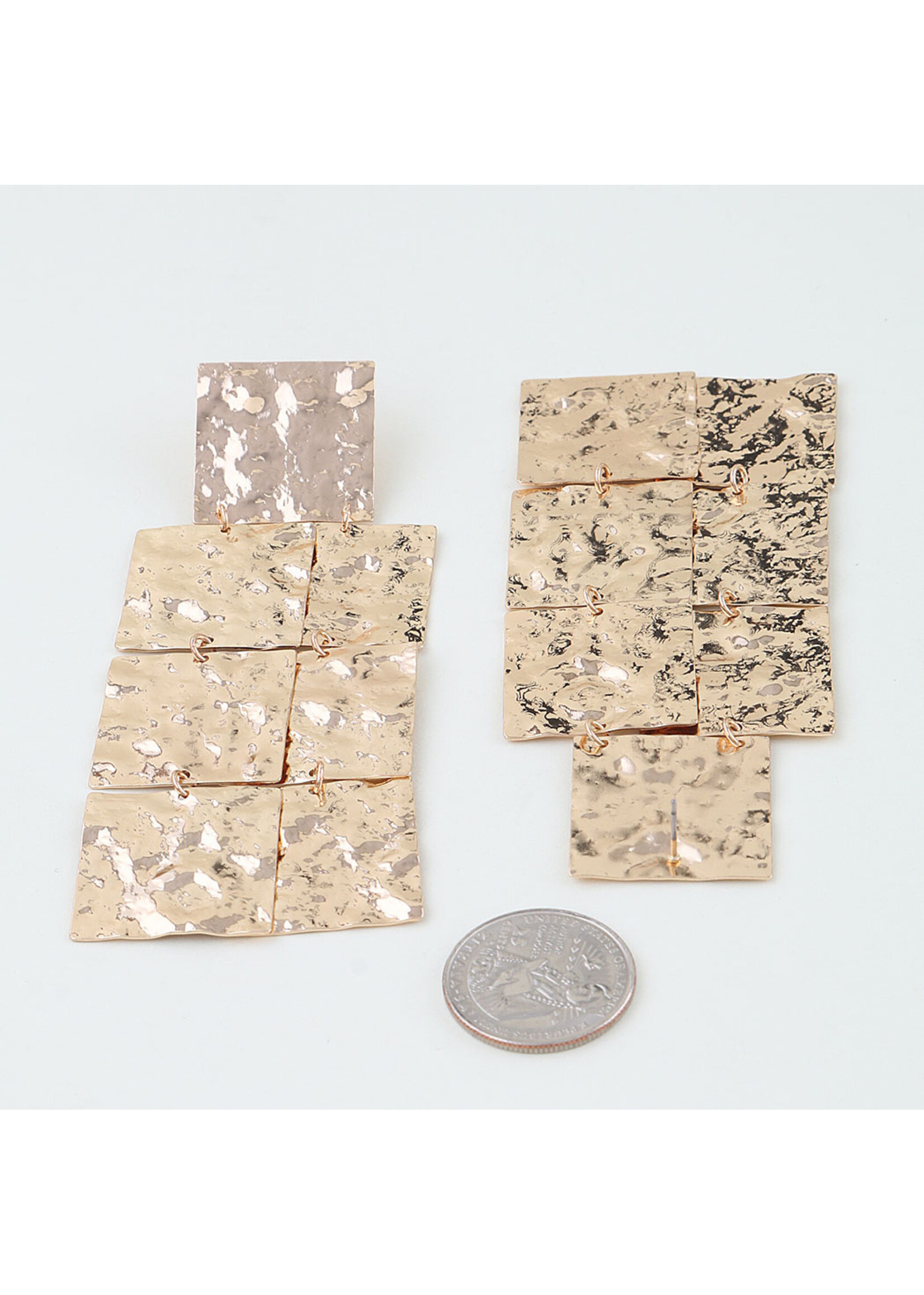 Hammered Block Drop Earrings