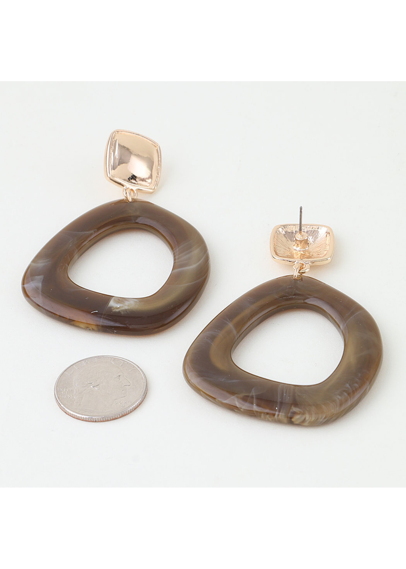Abstract Marble Disc Drop Earrings