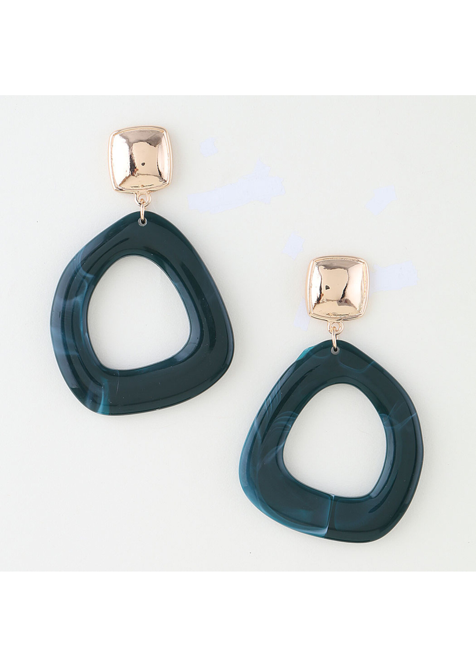 Abstract Marble Disc Drop Earrings