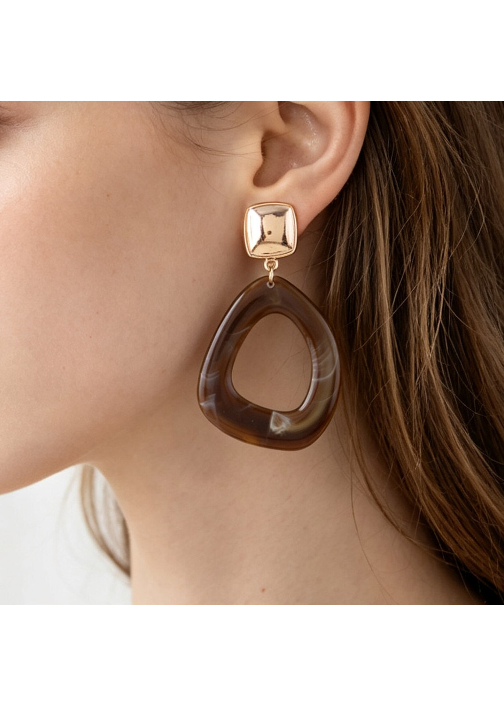 Abstract Marble Disc Drop Earrings