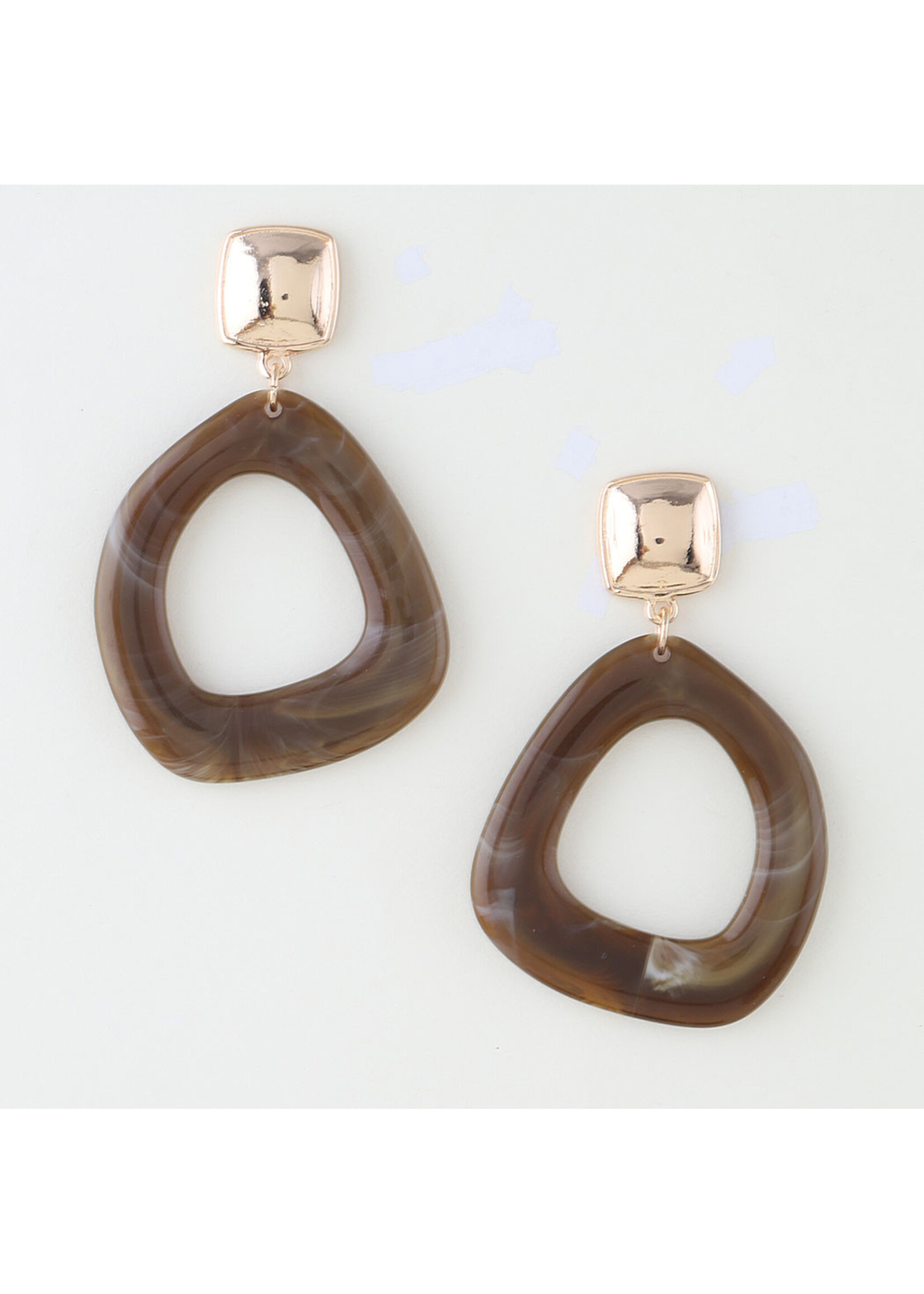 Abstract Marble Disc Drop Earrings