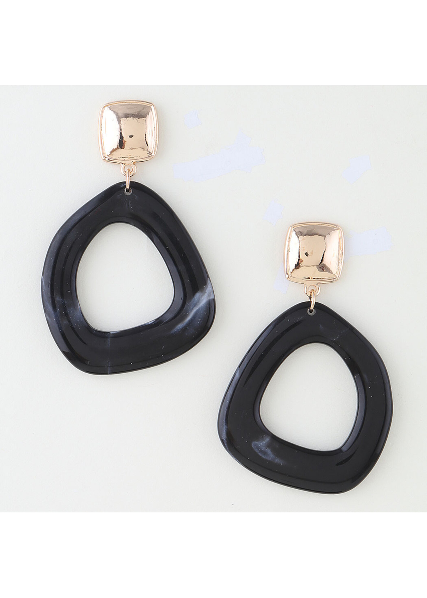 Abstract Marble Disc Drop Earrings