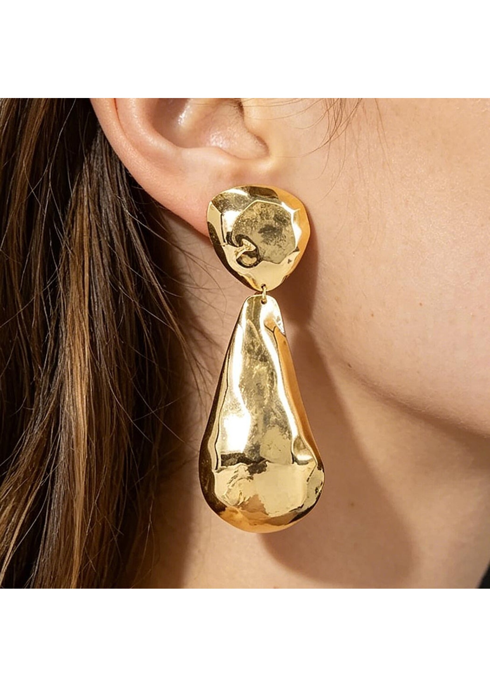 Hammered Double Teardrop Earrings