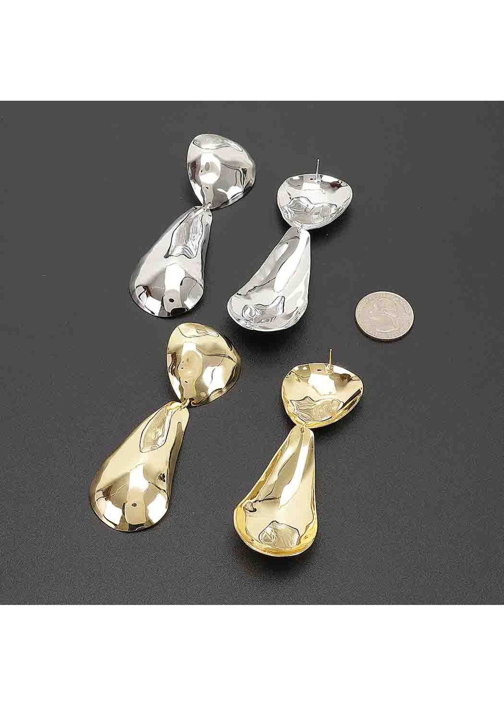 Hammered Double Teardrop Earrings
