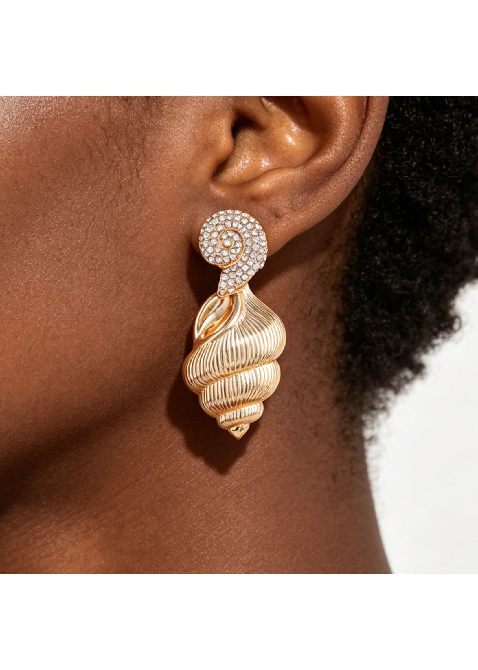 Bejeweled Conch Shell Earrings