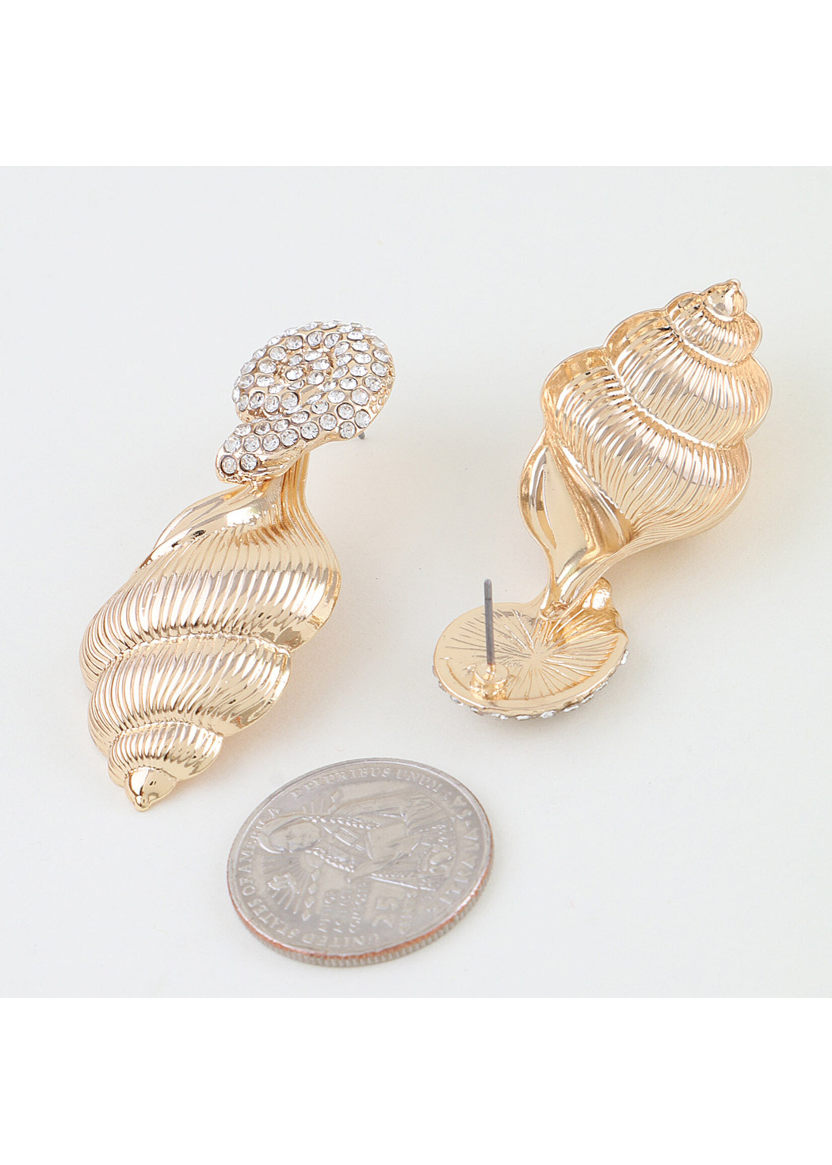 Bejeweled Conch Shell Earrings