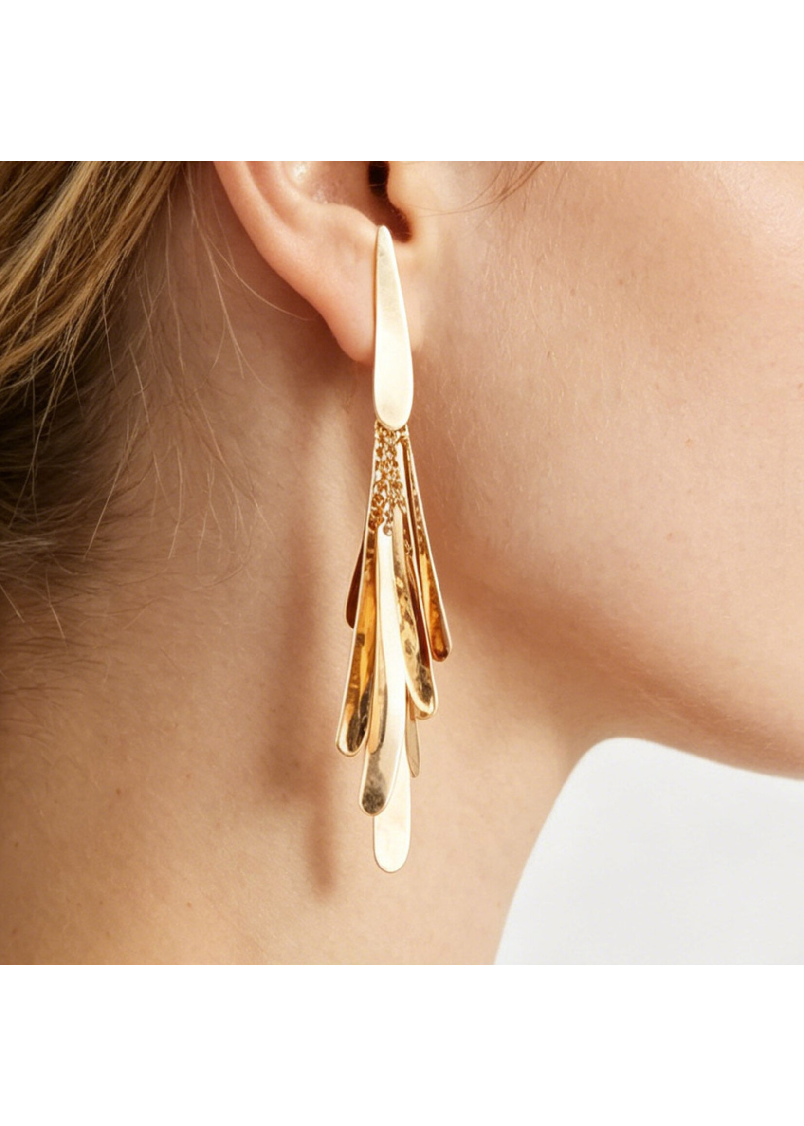 Polished Modern Feather Drop Earrings