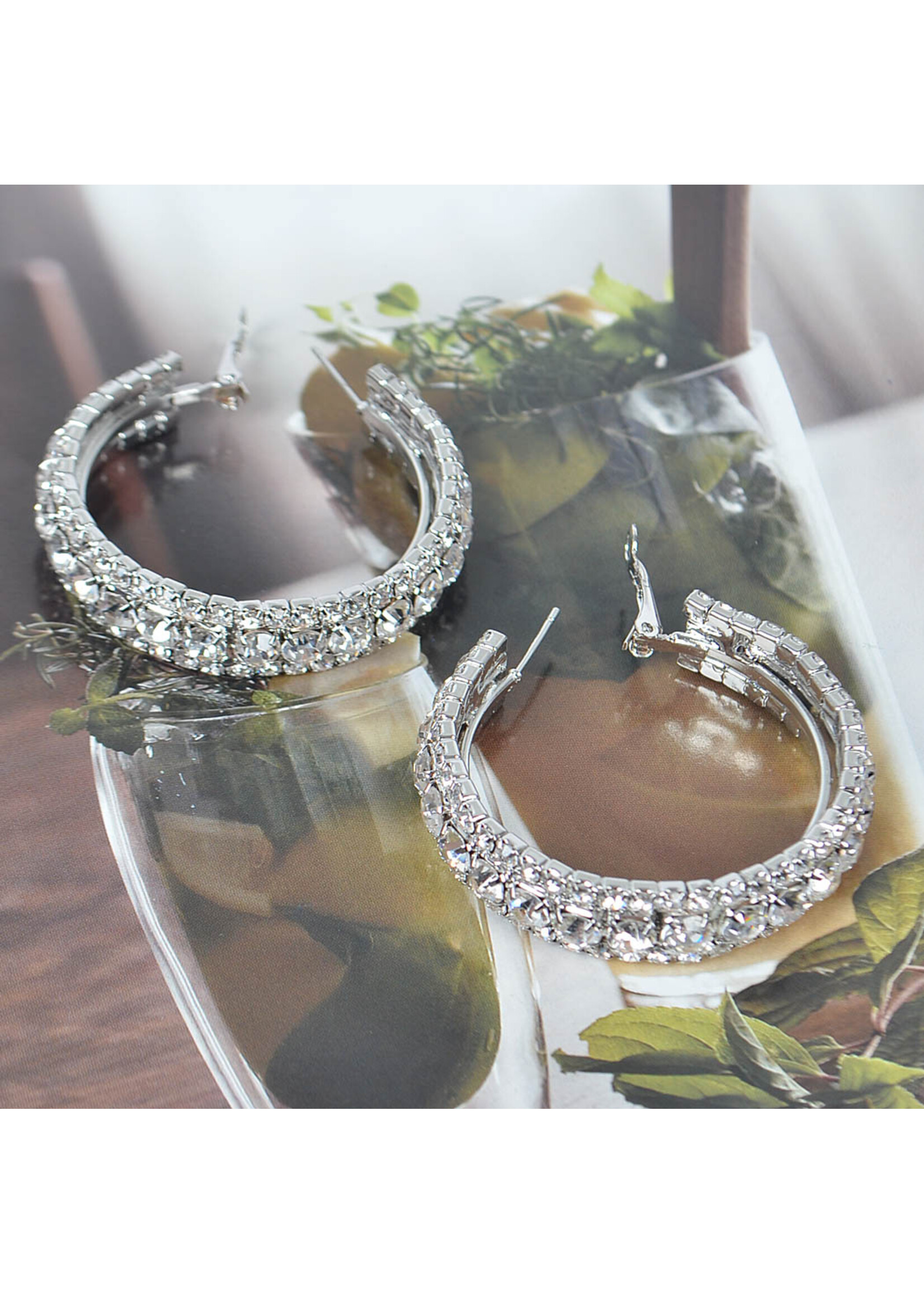 Multi Rhinestone 40mm Hoop Earring
